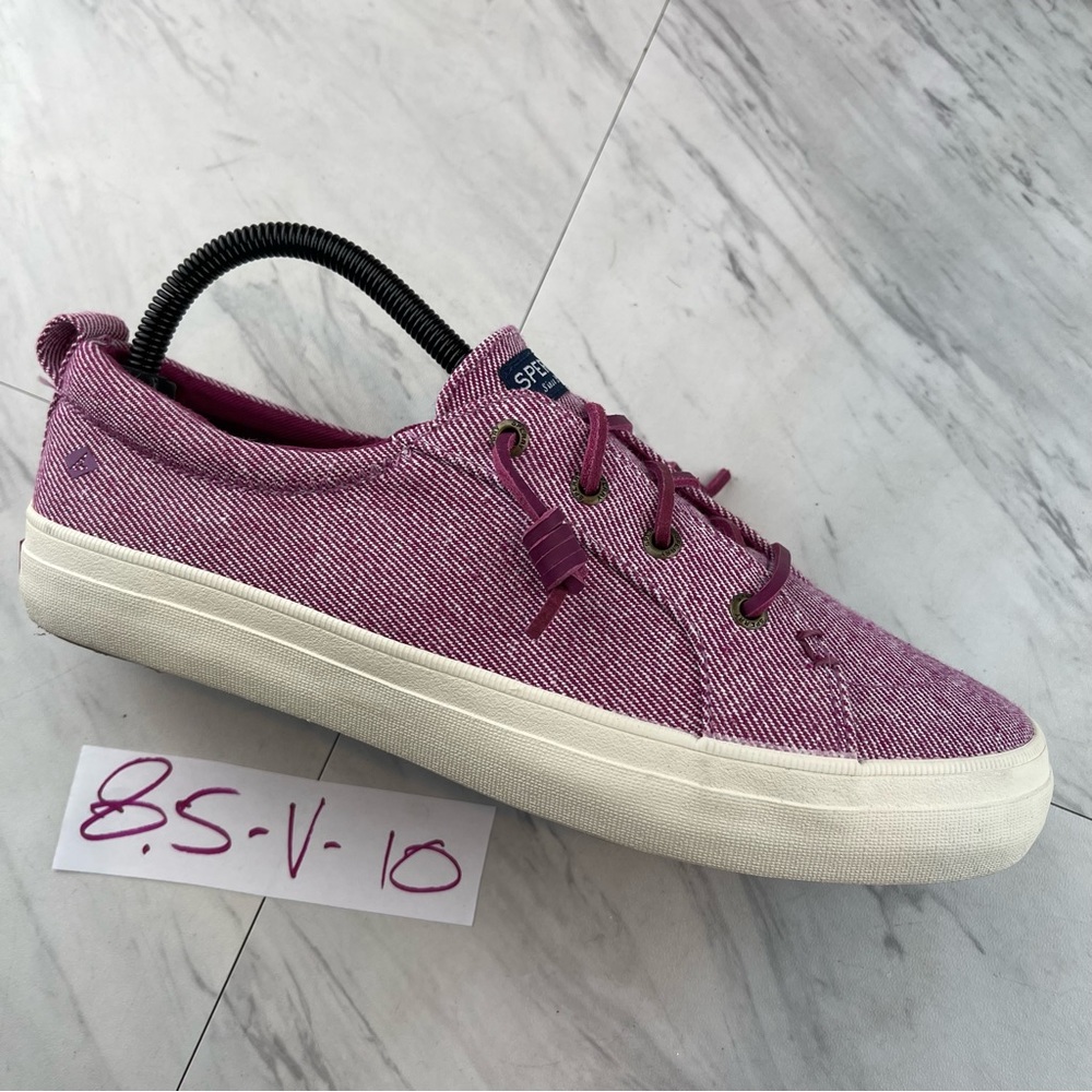 -Sperry Women's 8.5 Crest Vibe Fuschia Garment Wash Sneakers Boat Shoes STS87172